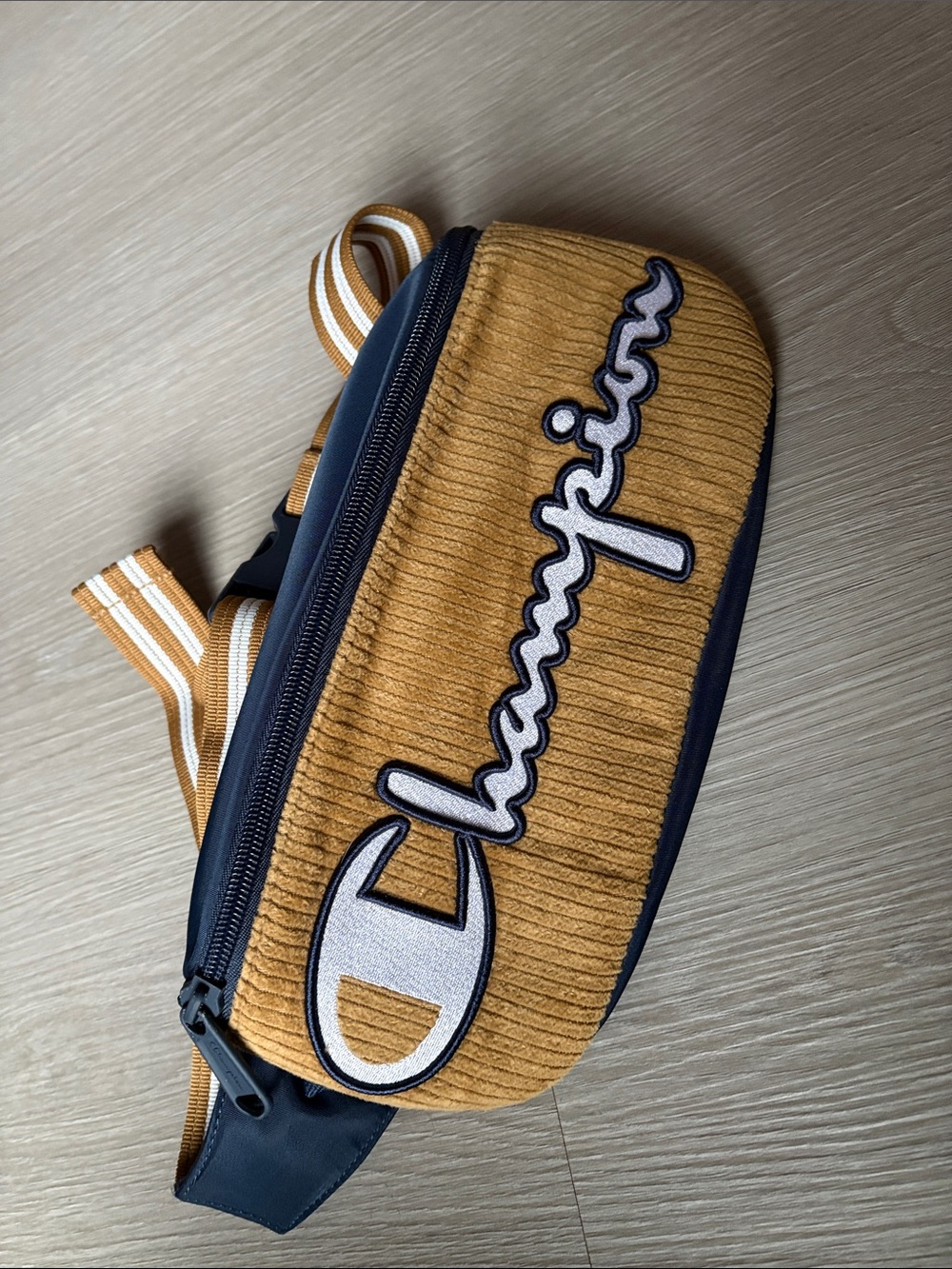 Champion Mustard Corduroy Belt Bag with Navy Trim